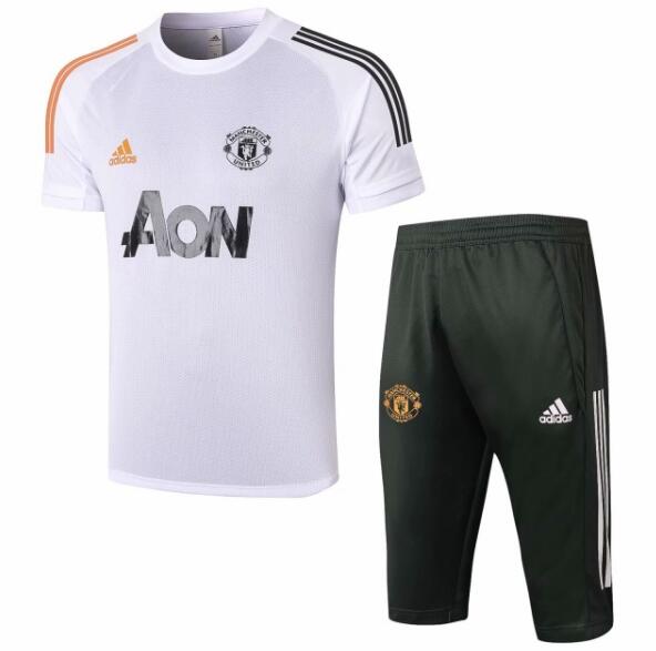 Manchester United White Training Kits Capri Pants with Shirt 2020/21